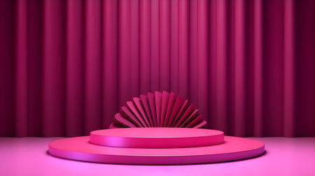 Magenta Room with an Empty Podium. Amazing background for product presentation.の素材