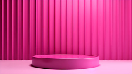 Magenta Room with an Empty Podium. Amazing background for product presentation.の素材