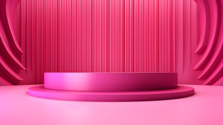 Magenta Room with an Empty Podium. Amazing background for product presentation.の素材