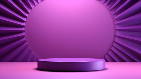 Purple Room with an Empty Podium. Amazing background for product presentation.の素材