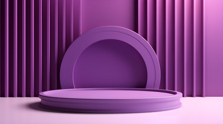Purple Room with an Empty Podium. Amazing background for product presentation.の素材