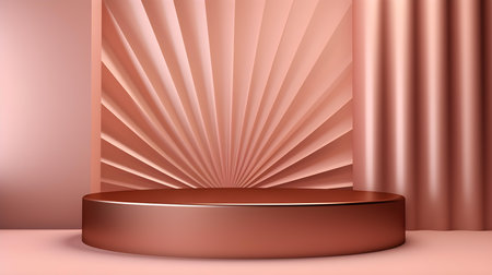 Rose Gold Room with an Empty Podium. Amazing background for product presentation.の素材