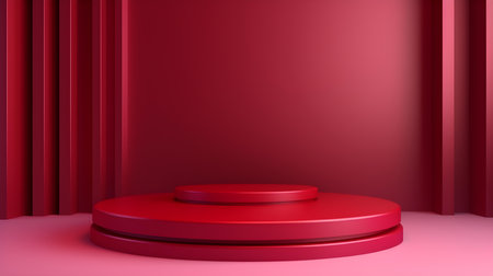 Ruby Room with an Empty Podium. Amazing background for product presentation.の素材