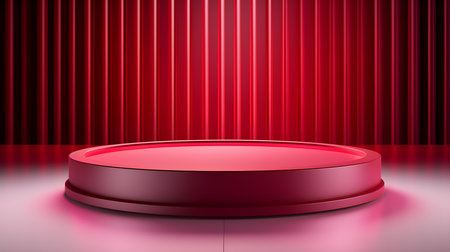 Ruby Room with an Empty Podium. Amazing background for product presentation.の素材