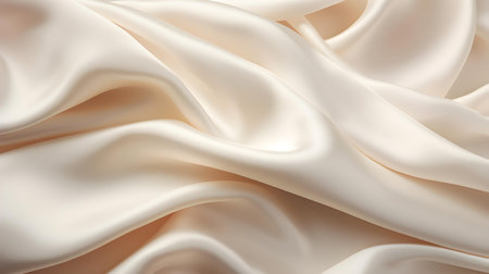 Ivory Silk Fabric Texture with Beautiful Waves. Elegant background for a luxury productの素材