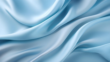 Light Blue Silk Fabric Texture with Beautiful Waves. Elegant background for a luxury productの素材