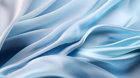 Light Blue Silk Fabric Texture with Beautiful Waves. Elegant background for a luxury productの素材