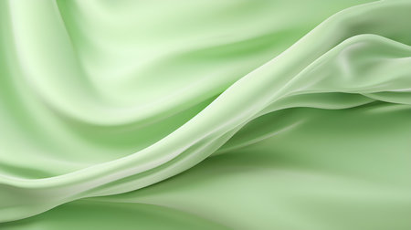 Light Green Silk Fabric Texture with Beautiful Waves. Elegant background for a luxury productの素材