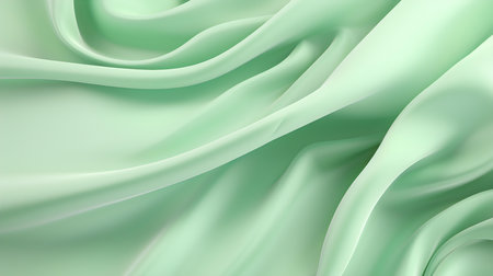 Light Green Silk Fabric Texture with Beautiful Waves. Elegant background for a luxury productの素材