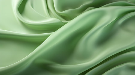 Light Green Silk Fabric Texture with Beautiful Waves. Elegant background for a luxury productの素材