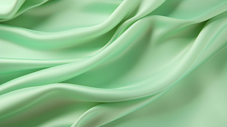 Light Green Silk Fabric Texture with Beautiful Waves. Elegant background for a luxury productの素材