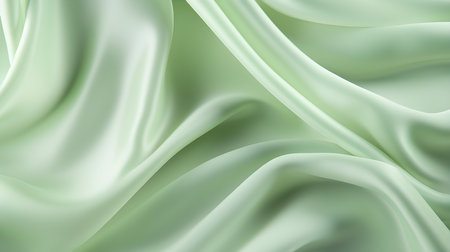 Light Green Silk Fabric Texture with Beautiful Waves. Elegant background for a luxury productの素材