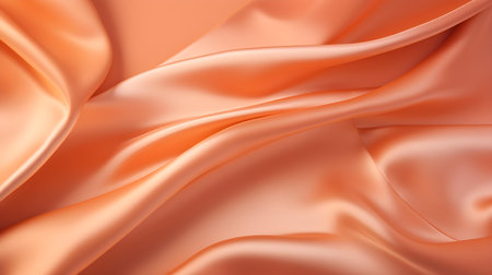 Light Orange Silk Fabric Texture with Beautiful Waves. Elegant background for a luxury productの素材