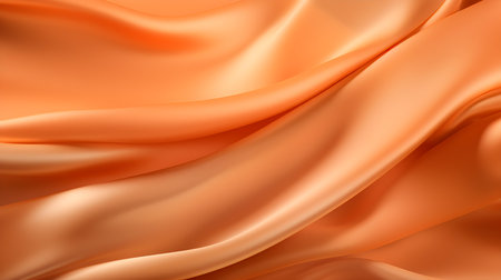 Light Orange Silk Fabric Texture with Beautiful Waves. Elegant background for a luxury productの素材