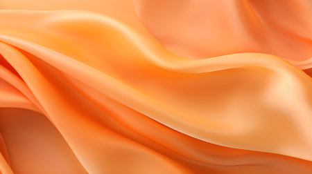 Light Orange Silk Fabric Texture with Beautiful Waves. Elegant background for a luxury productの素材