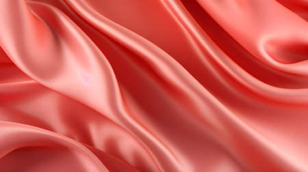 Light Red Silk Fabric Texture with Beautiful Waves. Elegant background for a luxury productの素材