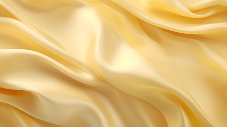 Light Yellow Silk Fabric Texture with Beautiful Waves. Elegant background for a luxury productの素材