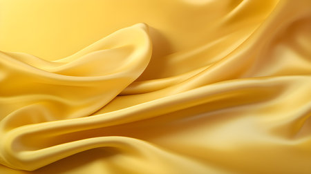 Light Yellow Silk Fabric Texture with Beautiful Waves. Elegant background for a luxury productの素材