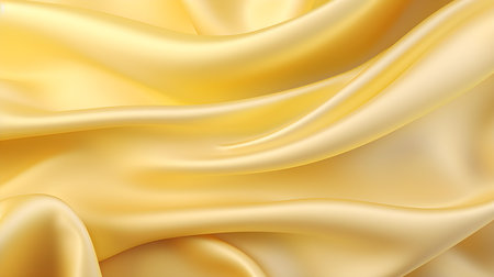 Light Yellow Silk Fabric Texture with Beautiful Waves. Elegant background for a luxury productの素材