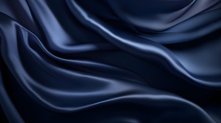 Navy Blue Silk Fabric Texture with Beautiful Waves. Elegant background for a luxury productの素材