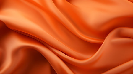 Orange Silk Fabric Texture with Beautiful Waves. Elegant background for a luxury productの素材