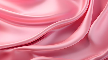 Pink Silk Fabric Texture with Beautiful Waves. Elegant background for a luxury productの素材