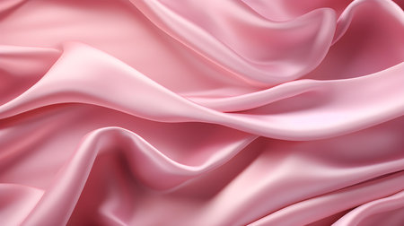 Pink Silk Fabric Texture with Beautiful Waves. Elegant background for a luxury productの素材