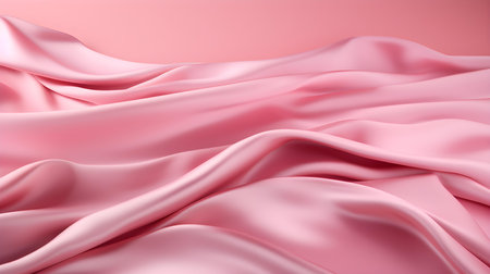 Pink Silk Fabric Texture with Beautiful Waves. Elegant background for a luxury productの素材