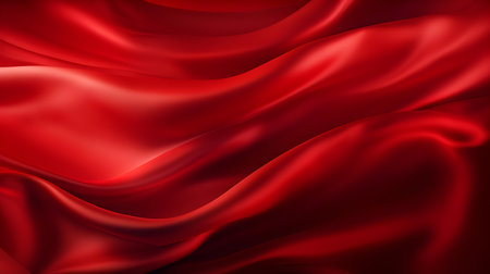Red Silk Fabric Texture with Beautiful Waves. Elegant background for a luxury productの素材