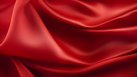 Red Silk Fabric Texture with Beautiful Waves. Elegant background for a luxury productの素材