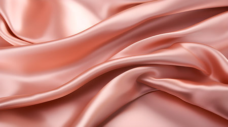 Rose Gold Silk Fabric Texture with Beautiful Waves. Elegant background for a luxury productの素材