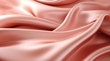Rose Gold Silk Fabric Texture with Beautiful Waves. Elegant background for a luxury productの素材