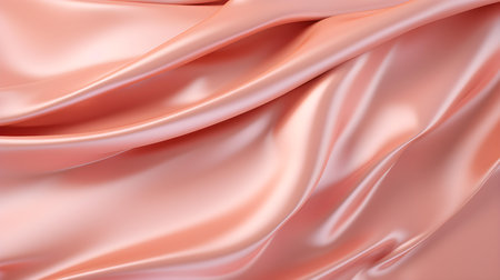 Rose Gold Silk Fabric Texture with Beautiful Waves. Elegant background for a luxury productの素材