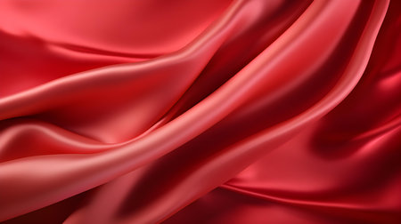 Ruby Silk Fabric Texture with Beautiful Waves. Elegant background for a luxury productの素材