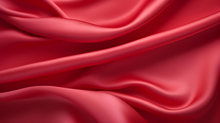 Ruby Silk Fabric Texture with Beautiful Waves. Elegant background for a luxury productの素材