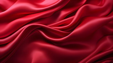 Ruby Silk Fabric Texture with Beautiful Waves. Elegant background for a luxury productの素材