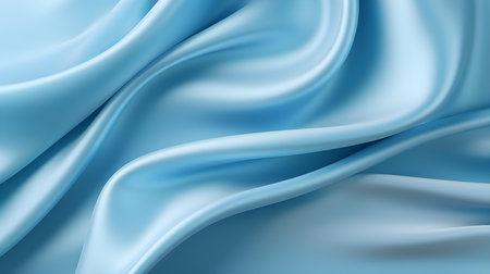 Sky Blue Silk Fabric Texture with Beautiful Waves. Elegant background for a luxury productの素材