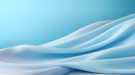 Sky Blue Silk Fabric Texture with Beautiful Waves. Elegant background for a luxury productの素材