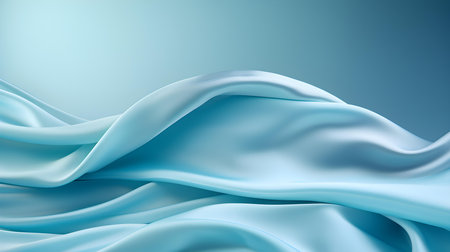 Sky Blue Silk Fabric Texture with Beautiful Waves. Elegant background for a luxury productの素材