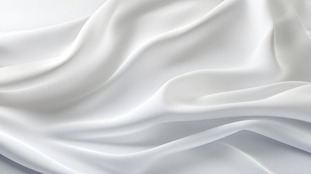 White Silk Fabric Texture with Beautiful Waves. Elegant background for a luxury productの素材