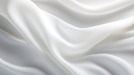 White Silk Fabric Texture with Beautiful Waves. Elegant background for a luxury productの素材