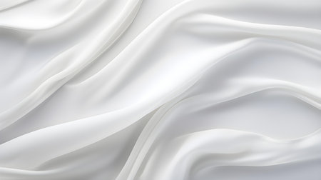 White Silk Fabric Texture with Beautiful Waves. Elegant background for a luxury productの素材