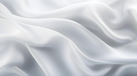 White Silk Fabric Texture with Beautiful Waves. Elegant background for a luxury productの素材