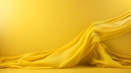 Yellow Silk Fabric Texture with Beautiful Waves. Elegant background for a luxury productの素材