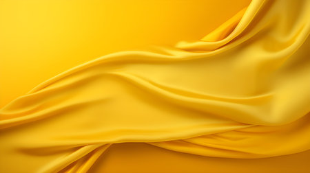 Yellow Silk Fabric Texture with Beautiful Waves. Elegant background for a luxury productの素材