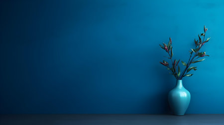 Blue wall with beautiful lighting. Elegant minimal background for product presentation.の素材