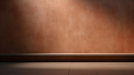 Brown wall with beautiful lighting. Elegant minimal background for product presentation.の素材