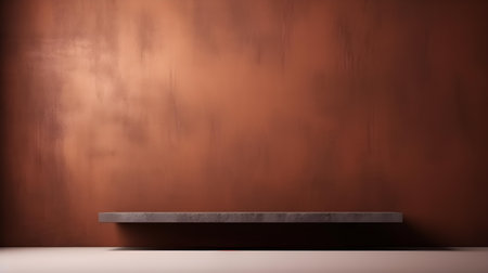 Brown wall with beautiful lighting. Elegant minimal background for product presentation.の素材