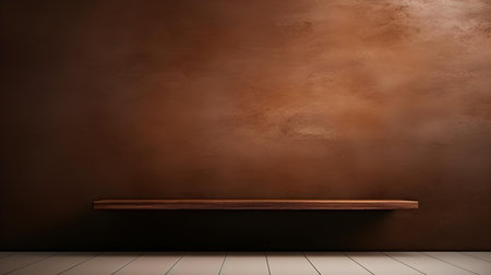 Brown wall with beautiful lighting. Elegant minimal background for product presentation.の素材