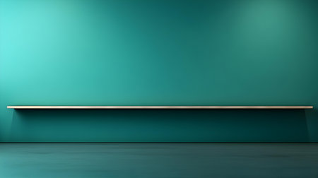 Cyan Wall with beautiful Lighting. Elegant minimal background for product presentation.の素材